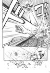  blood collision comic doujinshi greyscale headbutt highres in_the_face kochiya_sanae miyamoto_ryuuichi monochrome multiple_girls shameimaru_aya touhou translated 