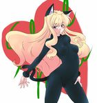  blonde bodysuit cat_suit cat_tail kemonomimi long_hair macross macross_frontier multicolored_hair nekomimi oppai pink_hair sheryl_nome sunshine_lake tail 