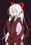  alternate_color cigarette colored_eyelashes fujiwara_no_mokou hand_in_pocket lolicom long_hair smoking solo touhou 