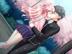  blush both_genders kiss long_hair pink_hair sakura tagme 