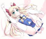  astarotte_ygvar blonde_hair bow demon_tail detached_collar feet green_eyes heart long_hair lotte_no_omocha! panties pointy_ears solo tail thighhighs twintails two_side_up underwear yui_(imprinting) 