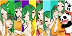  ahoge angry blush glasses green_eyes green_hair gumi juu_mensou_(vocaloid) koyubi_right multiple_persona short_hair smile tongue vocaloid 