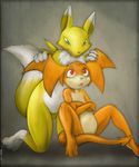  canine cuntboy cute darkdoomer digimon duo ears female fox heterochromia intersex male mammal mokvwap painting patachu renamon 