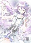  black_choker bow choker closed_eyes cure_moonlight heartcatch_precure! long_hair magical_girl oimo precure purple_hair solo transformation tsukikage_yuri 
