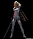  armor blonde cape claymore high_res long_hair miria phantom_miria silver_eyes sword weapon 