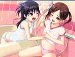  2girls nonohara_miki pantsu pettanko shower tagme transparent_clothing wet wet_clothes 