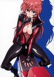  bodysuit cleavage dancouga_nova hidaka_aoi no_bra open_shirt 