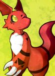  cute digimon guilmon scalie shin_(artist) solo yellow_eyes 