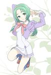  akimoto_komachi green_hair hairband hiro_(dismaless) kneeling l'ecole_des_cinq_lumieres_school_uniform long_hair precure school_uniform solo yes!_precure_5 