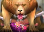  aomidori bestiality bottomless cum cum_in_pussy cum_inside fucked_silly garter garters highres insertion large_insertion lion motion_blur overflow purple_hair saliva sex small_breasts spread_legs stomach_bulge sweat tears thighhighs vaginal 