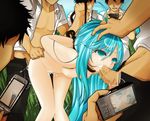  bdsm blue_eyes blue_hair camera denpa_onna_to_seishun_otoko double_penetration fellatio group_sex nipples nude oral raep sex sum touwa_erio 