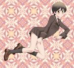  brown_hair fujioka_haruhi full_body highres kikumaru_bunta ouran_high_school_host_club school_uniform short_hair skirt solo yellow_eyes 