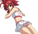  absurdres ass bikini brown_eyes highres ichiban_ushiro_no_daimaou incredibly_absurdres looking_at_viewer looking_back mizugi red_hair soga_keena solo striped striped_bikini striped_swimsuit swimsuit transparent_png vector_trace 