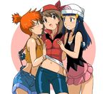  breast_grab haruka_(pokemon) hikari_(pokemon) kakki kasumi_(pokemon) pokemon spats yuri 