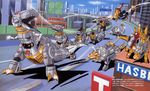  80's 80s absurdres dinobots grimlock highres mecha oldschool slag sludge snarl swoop takahashi_asao transformers 