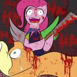  applejack_(mlp) blood compression_artifacts crazy crying cupcakes_(mlp_fanfic) equine female friendship_is_magic gore horse machete my_little_pony pinkie_pie_(mlp) pony tears unknown_artist 