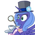  alicorn cup equine eyewear female feral friendship_is_magic hat horn horse madmax mammal monocle my_little_pony pegacorn plain_background pony princess_luna_(mlp) reaction_image solo tea transparent_background unknown_artist winged_unicorn wings 