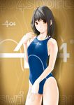  black_eyes brown_eyes competition_swimsuit highres kirin404 one-piece_swimsuit original short_hair solo swimsuit 