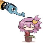  black_eyes blush blush_stickers clenched_hand closed_eyes flower_pot frilled_sleeves frills hair_ornament heart heart_hair_ornament highres holding holding_watering_can komeiji_koishi komeiji_satori long_sleeves monster_girl pink_hair plant plant_girl red_eyes shirt short_hair siblings simple_background sisters sleeves_past_wrists third_eye touhou water water_drop watering_can wet wet_face wet_hair white_background yellow_shirt zunusama 