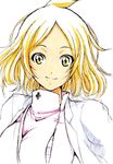  absurdres blonde_hair devil_survivor_2 female highres megami_ibunroku_devil_survivor nurse partially_colored short_hair sketch smile solo white_background yanagiya_otome yellow_eyes 