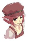  animal_ears bad_id bad_pixiv_id cabbie_hat collarbone contemporary face grey_eyes hat mystia_lorelei open_mouth pink_hair shiba_itsuki short_hair simple_background smile solo touhou upper_body white_background 