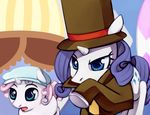  cutie_mark equine female feral friendship_is_magic green_eyes hat horn horns mammal my_little_pony negativefox rarity_(mlp) sweetie_belle_(mlp) top_hat unicorn young 