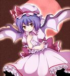  bat_wings blue_hair full_moon hat moon remilia_scarlet satoimoya short_hair solo touhou wings 