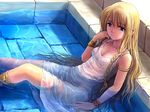  blonde blue_eyes summer_dress tagme transparent_clothing water wet_clothes 