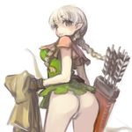  arrow ass blonde_hair blush braid dragon's_crown elf elf_(dragon's_crown) gloves long_hair looking_back mashiko_hiromi no_pants panties pointy_ears quiver solo twin_braids underwear 