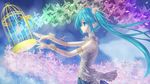  aqua_eyes aqua_hair armband birdcage bug butterfly cage hatsune_miku insect long_hair profile solo twintails very_long_hair vocaloid yuuno_(hack_y) 