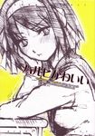  annoyed chin_rest hairband highres long_image miharu_(ttt) monochrome scan school_uniform serafuku sitting sketch solo suzumiya_haruhi suzumiya_haruhi_no_yuuutsu tall_image 