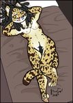  bed body_hair breasts chest_tuft dreadlocks feline female fur hair happy_trail it&#039;s_a_trap! it's_a_trap! long_hair looking_at_viewer mammal nipples orange_eyes serval small_breasts solo spots tuft wide_hips 