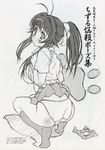  kanokon minamoto_chizuru monochrome nipples open_shirt oppai pantsu school_uniform takami_akio 