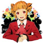  ascot azya bad_id bad_pixiv_id beelzebub blonde_hair drill_hair fang highres open_mouth red_eyes short_hair smile solo stakes_of_purgatory umineko_no_naku_koro_ni 