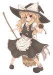  blush broom full_body hat highres kirisame_marisa lockheart long_hair mini-hakkero smile solo touhou transparent_background witch_hat 