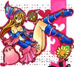  bare_shoulders black_magician_girl blonde choker dark_magician_girl detached_sleeves kuriboh witch_hat yugioh 