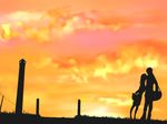  boy girl kiss landscape silhouette sunset tagme 