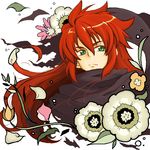  ahoge flower green_eyes long_hair lowres luke_fon_fabre male_focus min_taso petals red_hair scarf sidelocks solo spoilers tales_of_(series) tales_of_the_abyss 