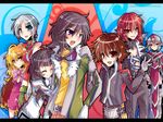  4girls :d :o ^_^ ahoge belt beryl_benito black_hair blonde_hair blue_eyes bow breasts brown_eyes brown_hair closed_eyes coat creed_graphite earrings ehlly frown gloves goggles happy headgear hisui_hearts hug incarose_(tales) innes_lorenz jewelry kohak_hearts long_hair medium_breasts multiple_boys multiple_girls open_mouth purple_eyes red_eyes red_hair ribbon shing_meteoryte short_hair shorts silver_hair smile sparkle tales_of_(series) tales_of_hearts thighhighs 