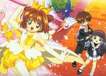  card_captor_sakura daidouji_tomoyo kerberos kinomoto_sakura li_syaoran school_uniform screening thighhighs wings 