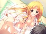  breast_grab censored game_cg hoshizora_e_kakaru_hashi nipples nopan open_shirt oppai penis sex toudou_tsumugi tsurusaki_takahiro 