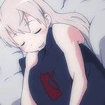  bare_shoulders bed blonde_hair blush closed_eyes eila_ilmatar_juutilainen face kuraya_7 long_hair lying open_mouth pillow pillow_hug saliva sleeping solo strike_witches world_witches_series 