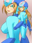  blush capcom genderswap green_eyes open_mouth rockman rockman_(character) smile tororu 