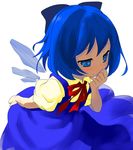  blue_eyes blue_hair blush cirno kawawai maki_(natoriumu) ribbon short_hair solo touhou wings 