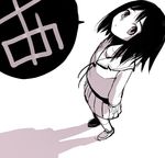  a azumanga_daiou black_hair kasuga_ayumu looking_up monochrome school_uniform serafuku short_hair solo sorethroat 