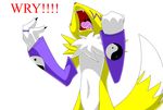  anthro canine digimon fox mammal plain_background renamon screaming solo unknown_artist white_background za_warudo 