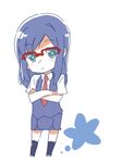  ano_hi_mita_hana_no_namae_wo_bokutachi_wa_mada_shiranai. chibi crossed_arms flower glasses necktie school_uniform simple_background six_(fnrptal1010) skirt solo tsurumi_chiriko vest 