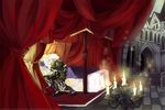  1girl armor bed black_armor candelabra canopy_bed couple curtains gwendolyn hetero kiss oboro_keisuke odin_sphere oswald_(odin_sphere) sleeping 