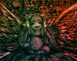  angel_wings bad_id bad_pixiv_id bow cong1991 dark gengetsu highres horror_(theme) naughty_face ribbon skull smile solo stuffed_animal stuffed_toy teddy_bear touhou touhou_(pc-98) wings 