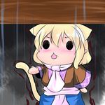  animal_ears blonde_hair cat_ears cat_tail chibi extra_ears hoshizuki_(seigetsu) kemonomimi_mode mizuhashi_parsee open_mouth puru-see rain scarf solo tail touhou trembling 